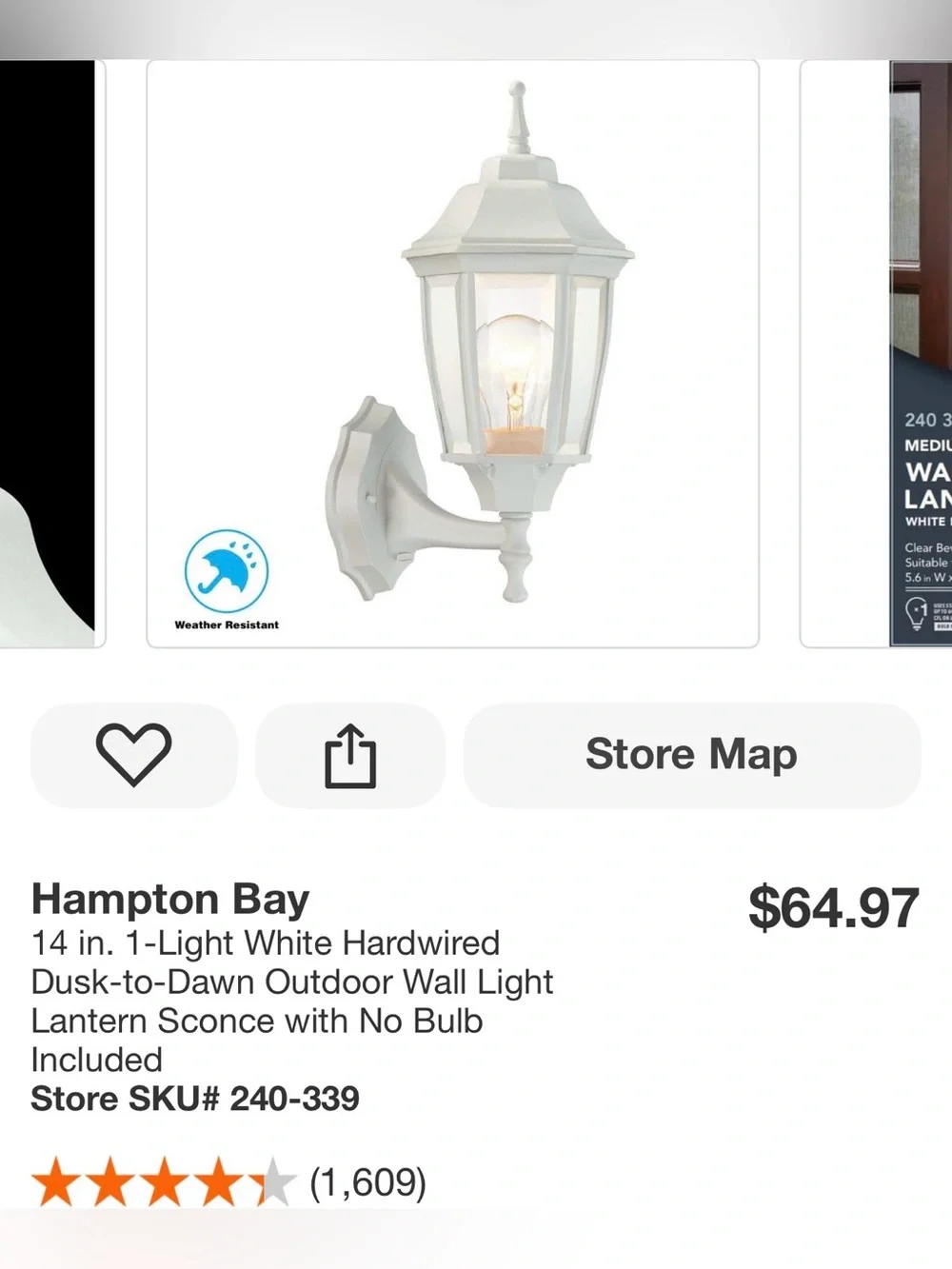 New Hampton Bay Kingsbrook 14” White Exterior Wall Lantern light